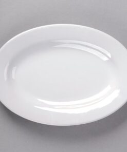 PLATO OVALADO DE 30 X 20 cms MARCA ECOR BLANCO BRILLANTE (CAJA CON 12 PIEZAS)