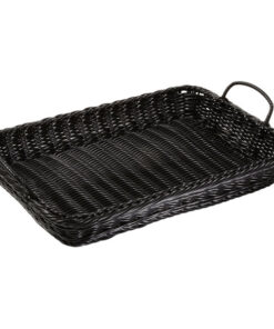 Cesta Tejida Rectangular Negro(19 x 14 x 4)Con Oreja