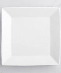 Plato Cuadrado de 30.5 cms Blanco Brillante Marca Ecor (6 PIEZAS POR CAJA)