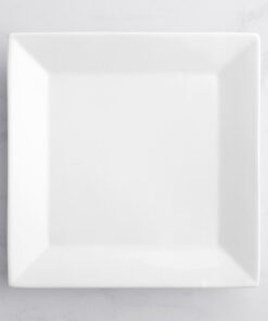 Plato Cuadrado de 27.9 cms Blanco Brillante Marca Ecor (6 PIEZAS POR CAJA)