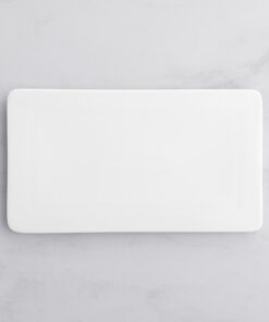 Plato Rectangular de 25.4 x 14.6 cms cms Blanco Brillante Marca Ecor (12 PIEZAS POR CAJA)
