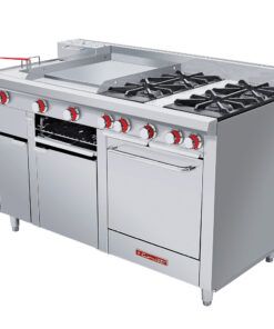 Estufa Multichef Master PREMIUM Estufa A Gas Con 4 Quemadores Abiertos 1 Plancha 1 Gratinador 1 Freidora 3 Lt Y 1 Horno 1.520 X 0.810 X 0.960 M