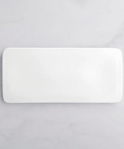 Plato Rectangular de 35.6 x 15.9 cms cms Blanco Brillante Marca Ecor (6 PIEZAS POR CAJA)