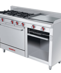 Estufa Ec-3-H-Grill Petit Acero Inoxidable PREMIUM Estufa A Gas Con 3 Quemadores Abiertos 1 Plancha 1 Gratinador Y 1 Horno 1.460 X 0.565 X 0.960 M