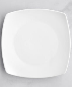 Plato Cuadrado de 20.3 cms Blanco Brillante Marca Ecor (24 PIEZAS POR CAJA)