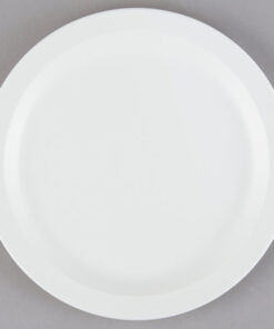 Cambro 9CWNR148 Camwear 9 White Polycarbonate Narrow Rim Plate - 48/Case