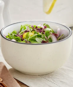 PLATO BOWL SOPERO DE 18 OZ (490 ML) COLOR CREMA FILO NEGRO MATE EMBERS ACOPA CERAMICA (PRECIO POR 12 PIEZAS)