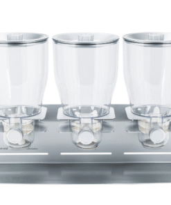 DISPENSADOR DE CEREAL TRIPLE CONTENEDOR DE 4LTS POR CONTENEDOR 	7 X 22 X 14 PG MARCA ZEVRO