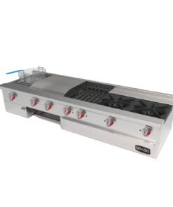 Estufa UDM SLIM De Mesa Con 2 Quemadores Freidora Plancha Asador y Gratinador Frente 171 x Fondo 56.4 x Alto 35.4