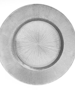Plato Base Color Plateado de 33cms Modelo 1900014SV MATERIAL VIDRIO (VENTA EN MULTIPLOS DE 24 PIEZAS)