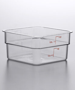 Cambro 2SFSCW135 2 Qt. Clear Square Polycarbonate Food Storage Container with Winter Rose Gradations