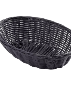 Cesta Tejida Ovalada,Negro (9.5 x 6.9 x 3.5)