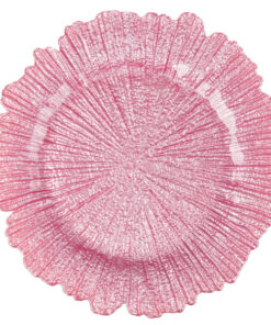 Plato Base Color Rosa de 33cms Modelo 1470110PK MATERIAL VIDRIO (VENTA EN MULTIPLOS DE 24 PIEZAS)