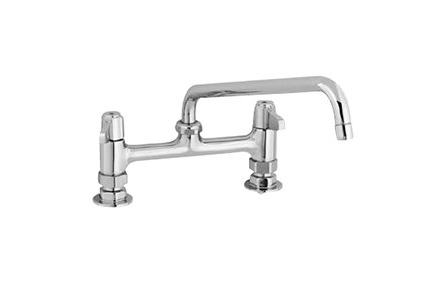 Equip by T&S 5F-8DLX12 Deck Mount Swivel Base Mixing Faucet with 12pg Swing Nozzle and 8 pg Centers - ADA Compliant