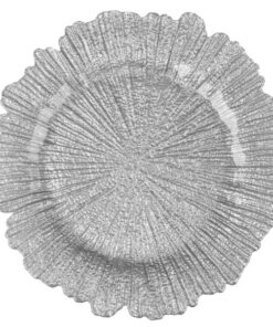 Plato Base Color Plateado de 33cms Modelo 1470111SV MATERIAL VIDRIO (VENTA EN MULTIPLOS DE 24 PIEZAS)