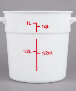 Contenedor Redondo de Polipropileno de 1 Qt.  Blanco (0.94 lts) 4 1/4 x 4 1/4 x 5 1/8 pg