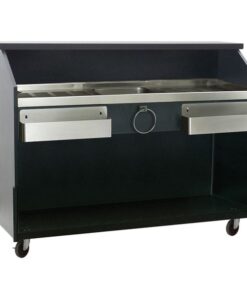 BAR PORTATIL Eagle Group PB-5 Standard Portable Bar, Protectores de parachoques para proteccion de paredes, Superficie de trabajo de acero inoxidable, Tapa de formica negra,
Toallero de acero cromado, Exterior de melamina negra Ancho 63 pulgadas Pro