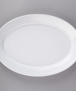 Carlisle ARR12002 12  x 8 1/2 White Rimmed Oval Platter - 12/Case
