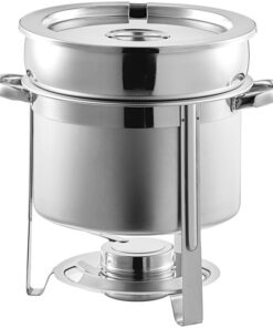 CHAFER PARA SOPAS 11 QT REDONDO CON DETALLES PLATA