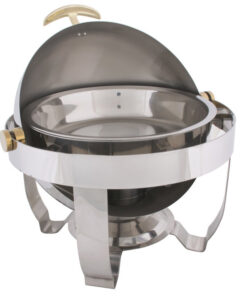 CHAFER REDONDO 4 QT ECOR MODELO S831 DETALLES DORADOS TAPA ABATIBLE