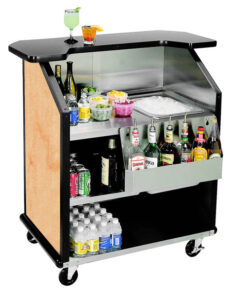 BAR PORTATIL Lakeside 884HRM 43" Stainless Steel Portable Bar with Hard Rock Maple Laminate Finish, Removable 7-Bottle Speed Rail, and 40 lb. Ice Bin (4 a 6 semanas de entrega)