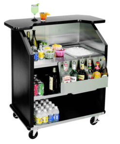BAR PORTATIL Lakeside 884B 43" Stainless Steel Portable Bar with Black Laminate Finish, Removable 7-Bottle Speed Rail, and 40 lb. Ice Bin (TIEMPO DE ENTREGA DE 6 A 7 SEMANAS)