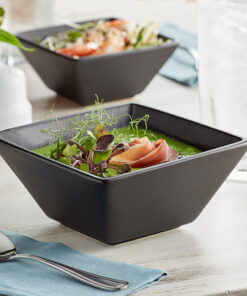 Plato Bowl Cuadrado de 532 ml (18 oz) Negro Mate Marca Ecor (24 PIEZAS POR CAJA)