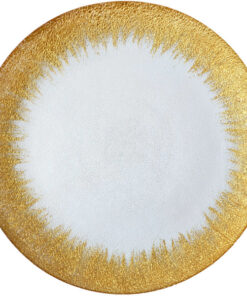 Plato Base Color Dorado de 33cms Modelo 200000G MATERIAL VIDRIO (VENTA EN MULTIPLOS DE 24 PIEZAS P/U)