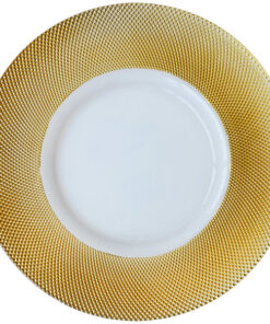 Plato Base Color Dorado de 33cms Modelo 200001G MATERIAL VIDRIO (VENTA EN MULTIPLOS DE 24 PIEZAS)