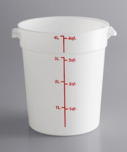 Contenedor Redondo de Polipropileno de 4 Qt.  Blanco (3.78 lts) 8 1/2 x 5 3/4 x 7 1/8 pg