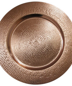 Plato Base Color Cobre de 33cms Modelo 18101994 METAL MARTILLADO (VENTA EN MULTIPLOS DE 24 PIEZAS)