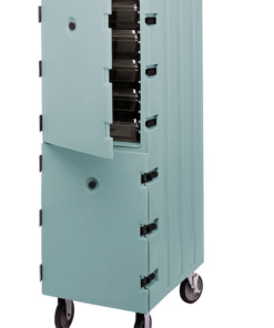 CAJA TERMICA PARA ALIMENTOS DOBLE CON RUEDAS 21 1/2 X 33 1/4 X 63 3/4 PG RECIBE 26 CHAROLAS