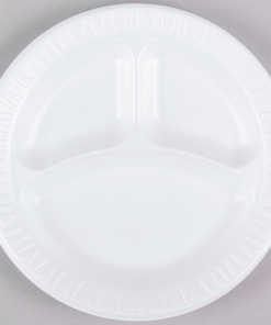 PLATO DESECHABLE DE 3 DIV. ESPUMA DE POLIESTIRENO NO LAMINADA DE 9 PG (CAJA CON 500 PIEZAS)
