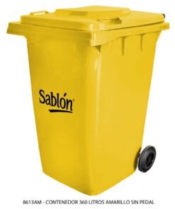 Contenedor 360L Amarillo Con Agarradera y Ruedas