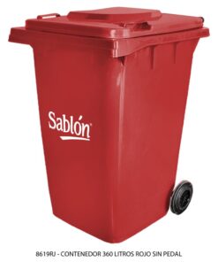 Contenedor 360L Rojo Con Agarradera y Ruedas